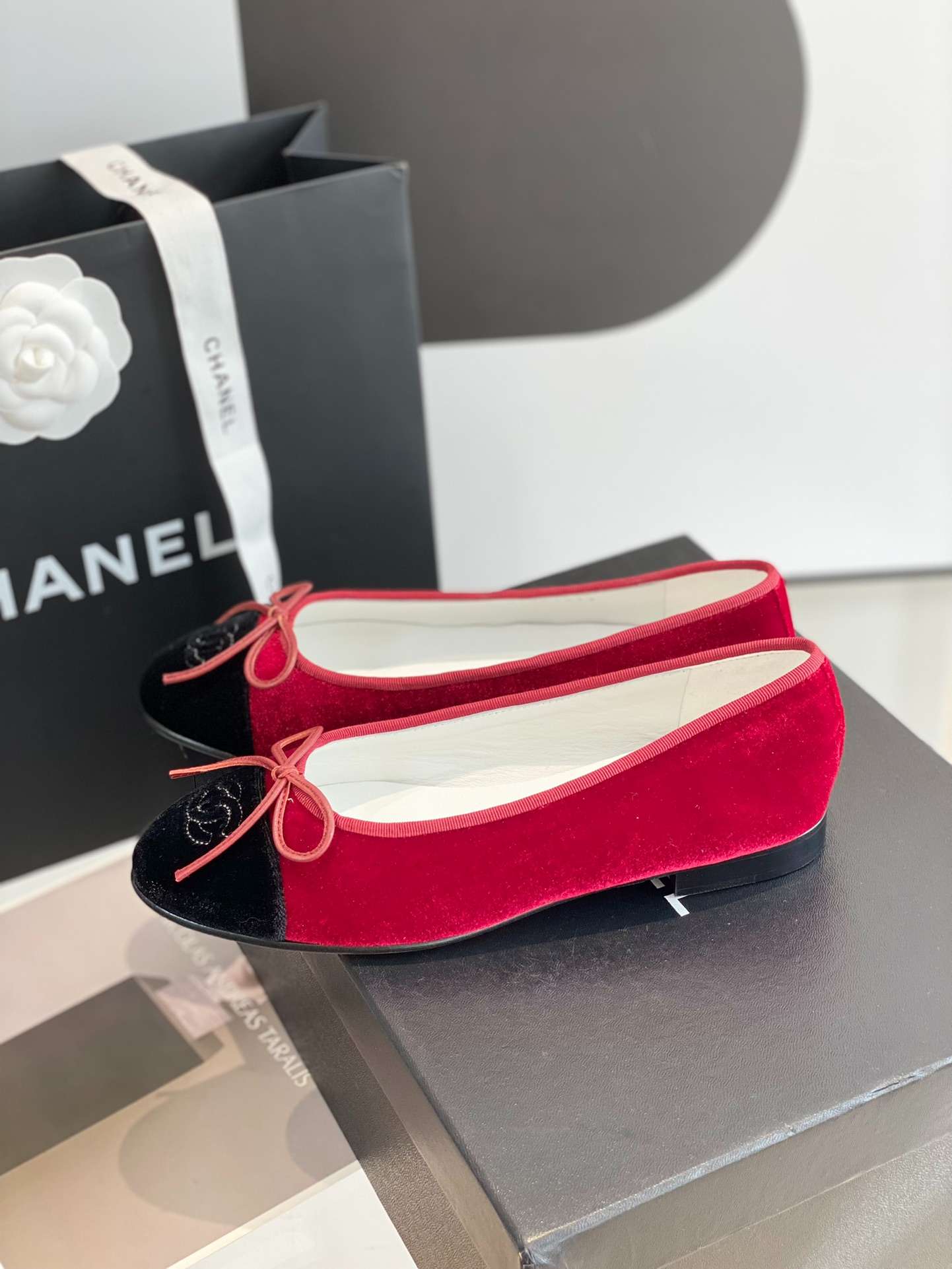 Ch**el Ballet Flats Red For Women