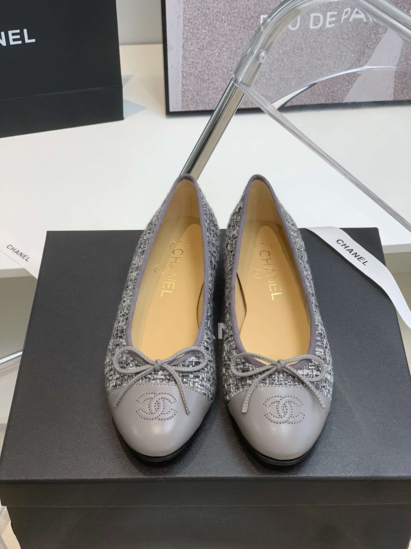 Ch**el Ballet Flats Grey For Women