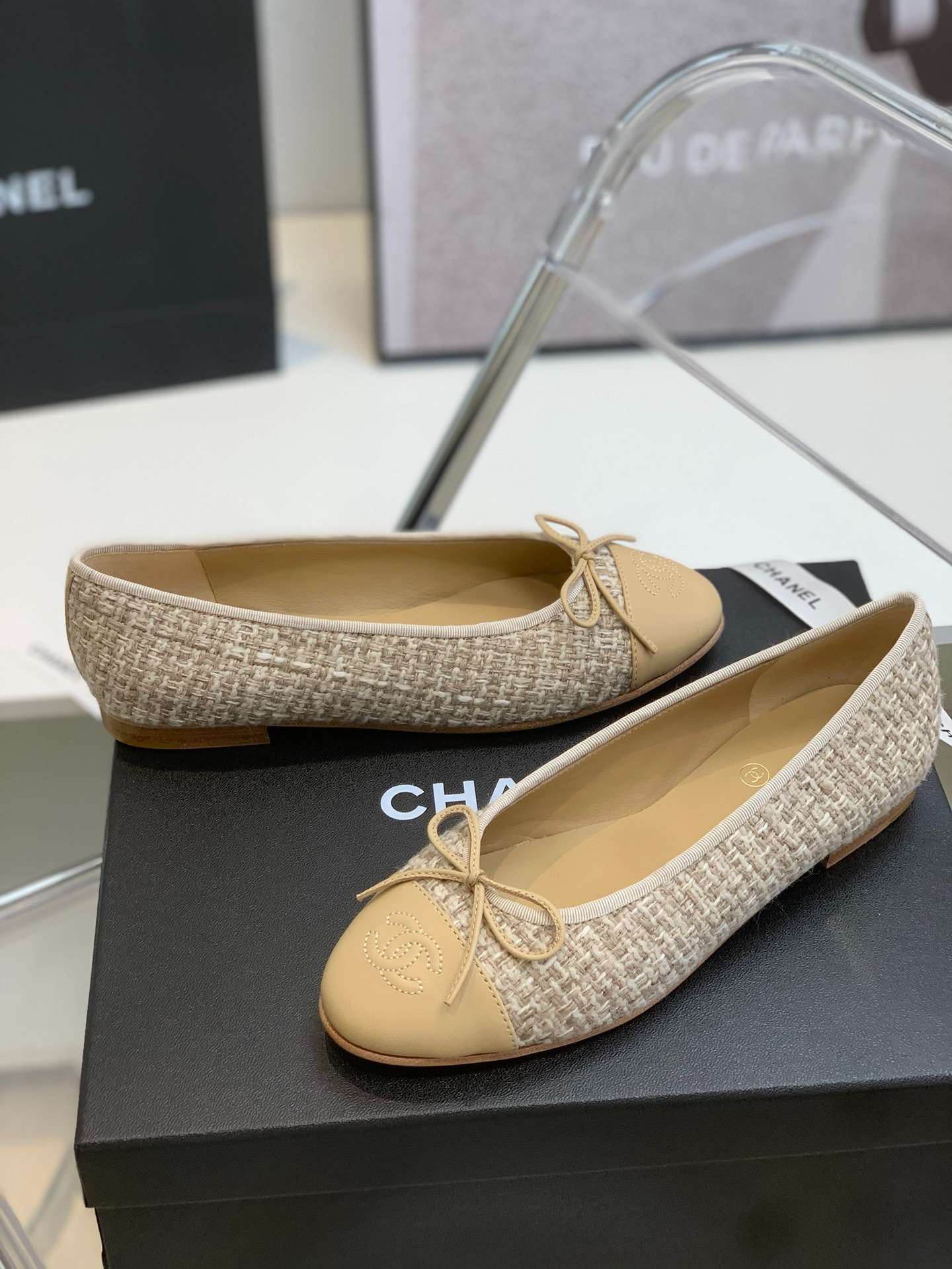 Ch**el Ballet Flats Beige For Women