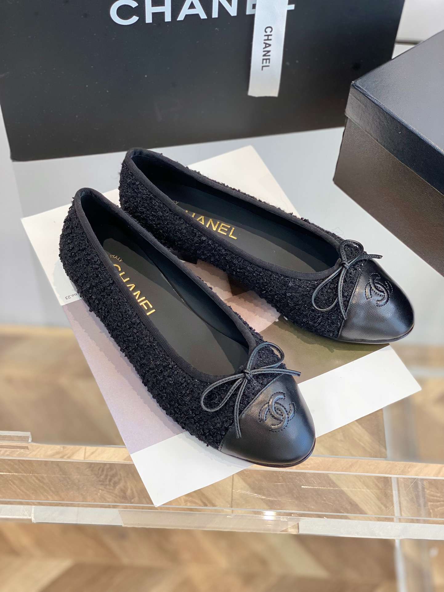 Ch**el Ballet Flats Black For Women