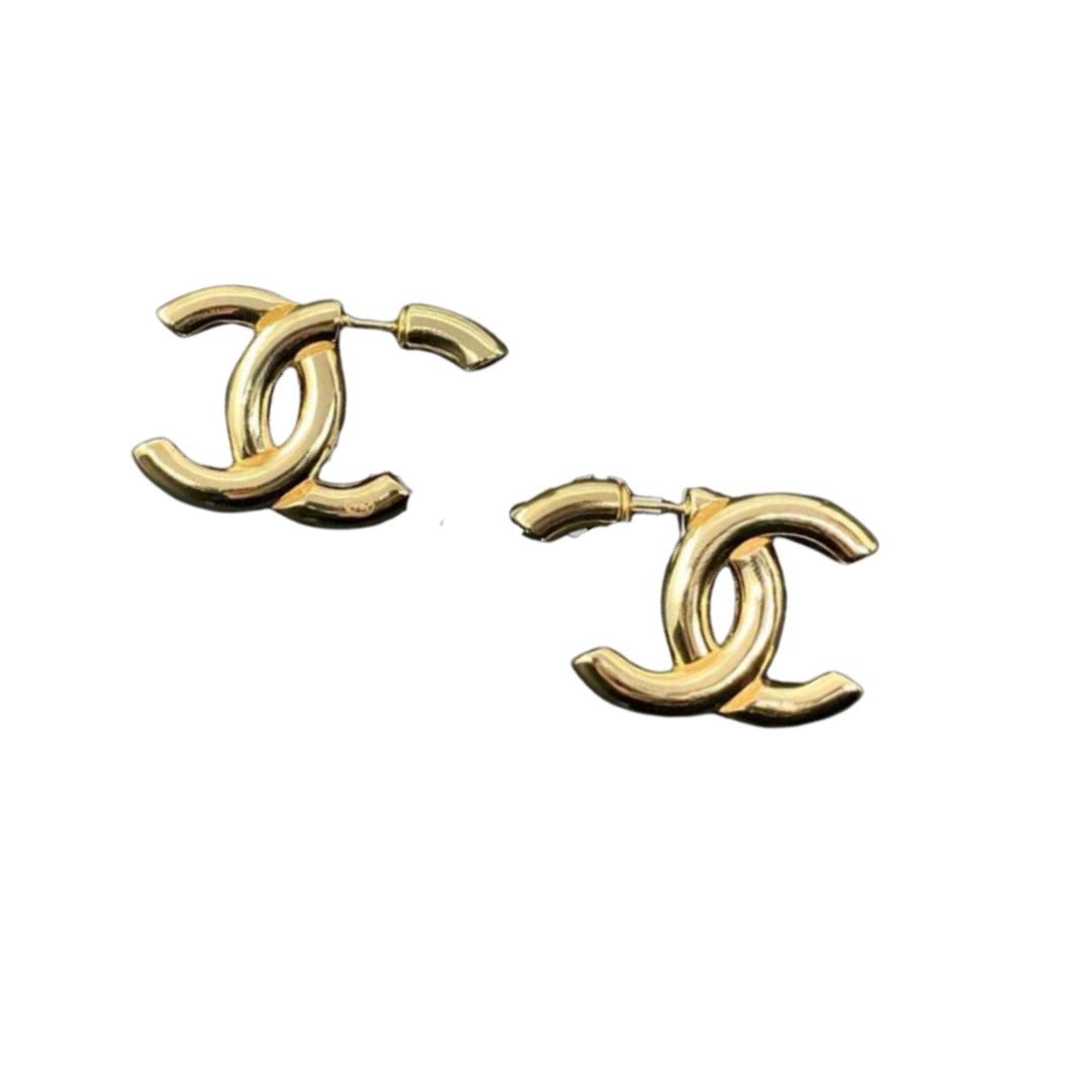 Ch**el Double C Earrings Gold For Women