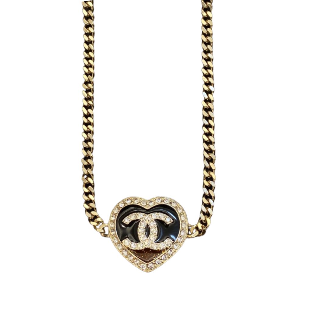 Ch**el Heart Necklace Gold For Women