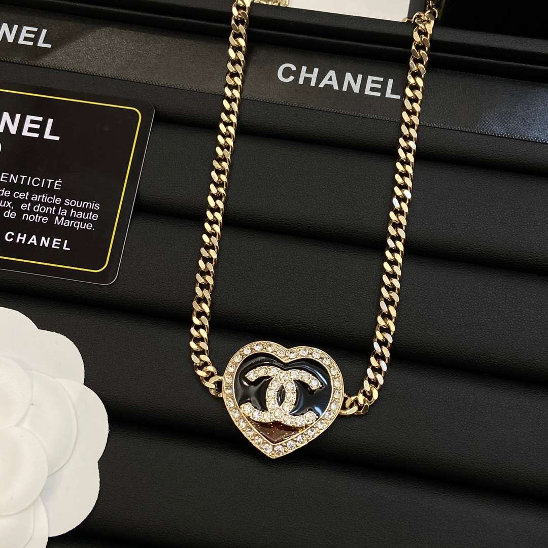 Ch**el Heart Necklace Gold For Women