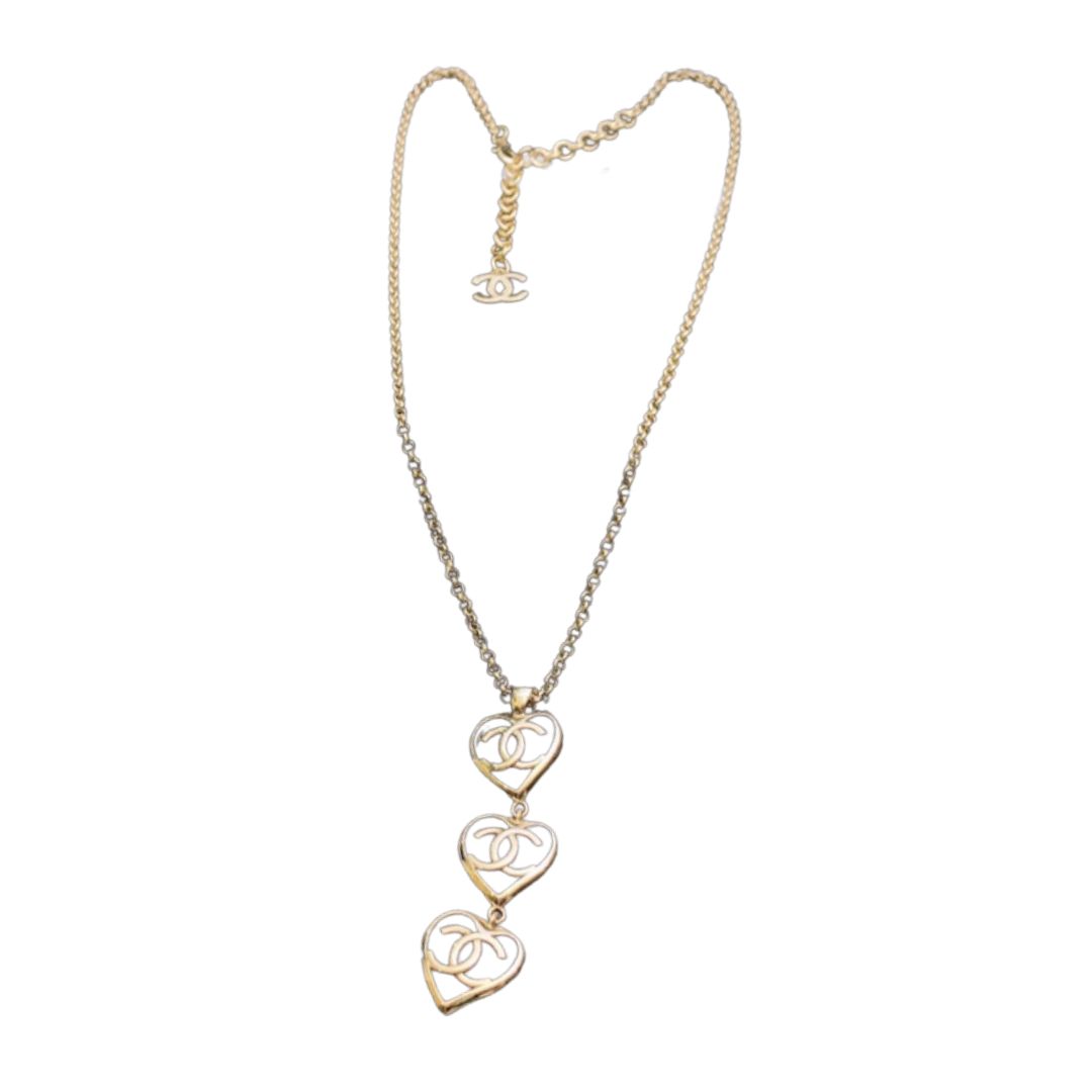 Ch**el Hollow C Heart-Shaped Necklace Gold For Women