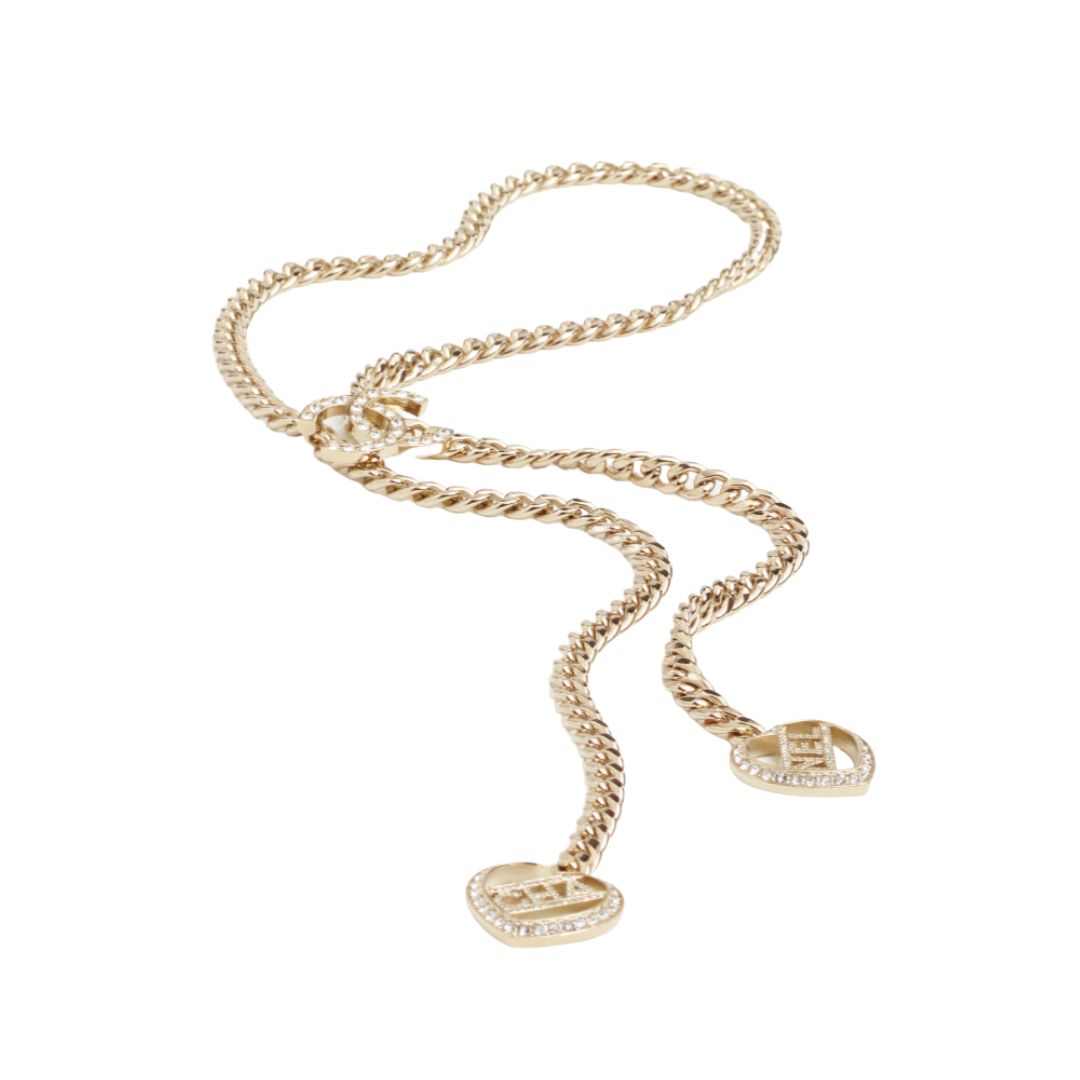 Ch**el Pearl Heart Necklace Gold For Women