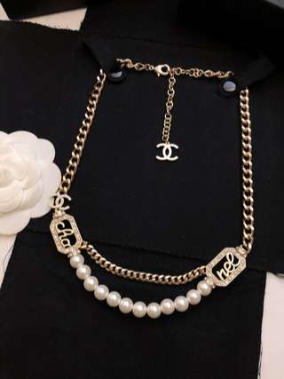Ch**el Pearl Necklace Gold For Women