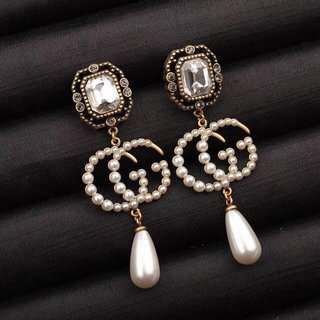 Gvc*1 Square Double Pearl Earrings Gold For Women