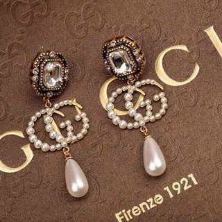 Gvc*1 Square Double Pearl Earrings Gold For Women