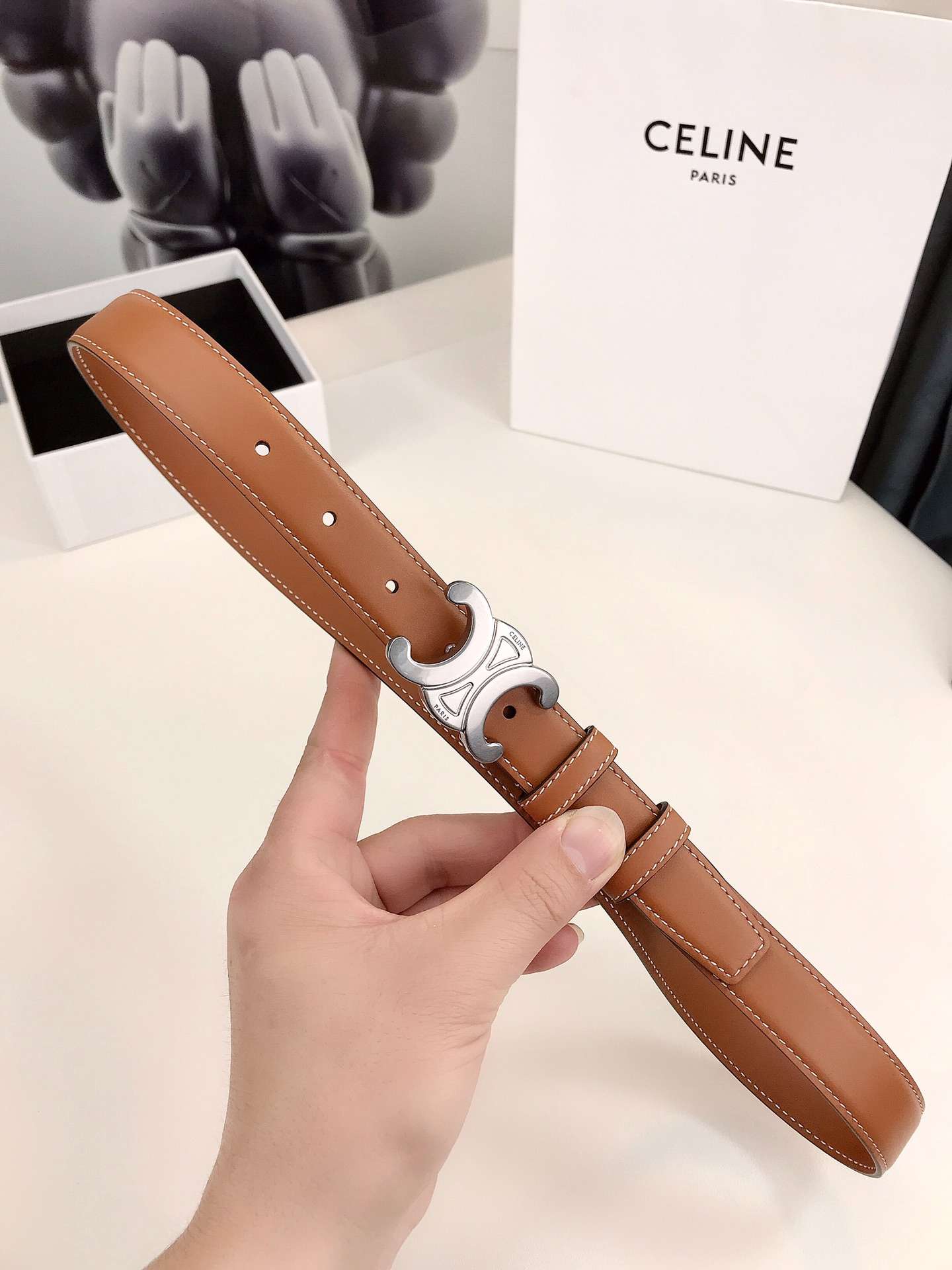 Ce1i*e Triomphe Belt Brown For Women