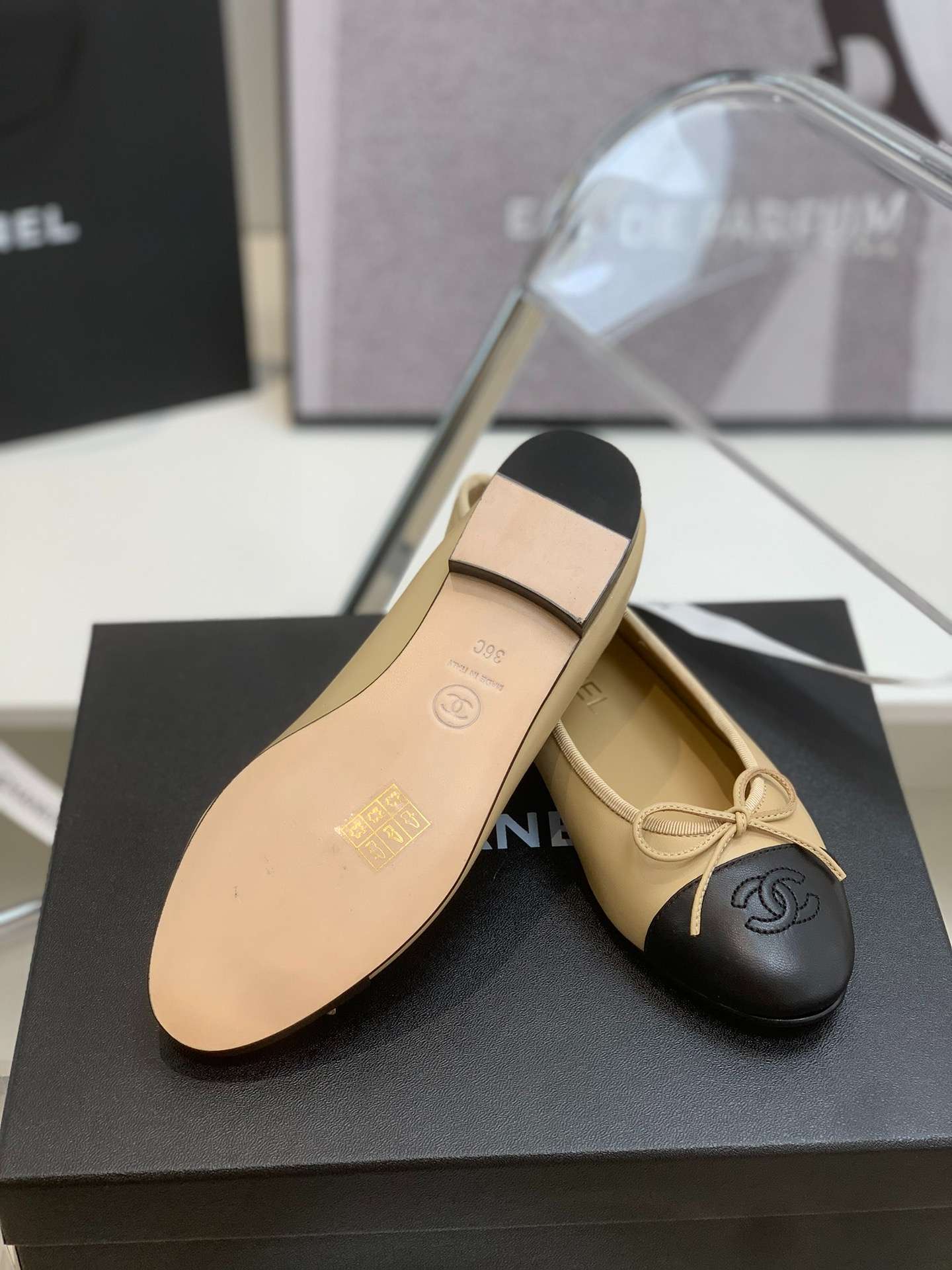 Ch**el Ballet Flats Beige For Women