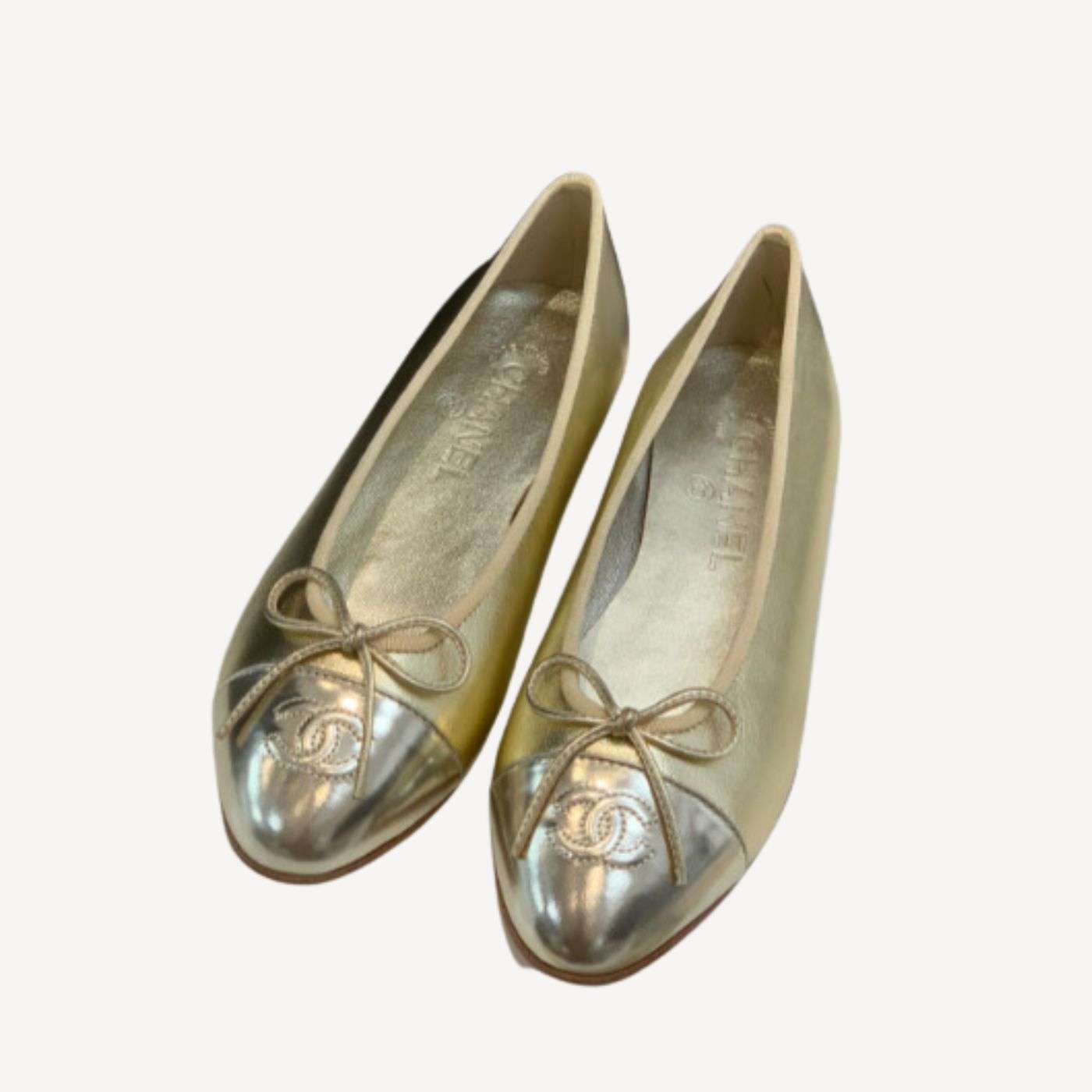 Ch**el Ballet Flats Gold For Women