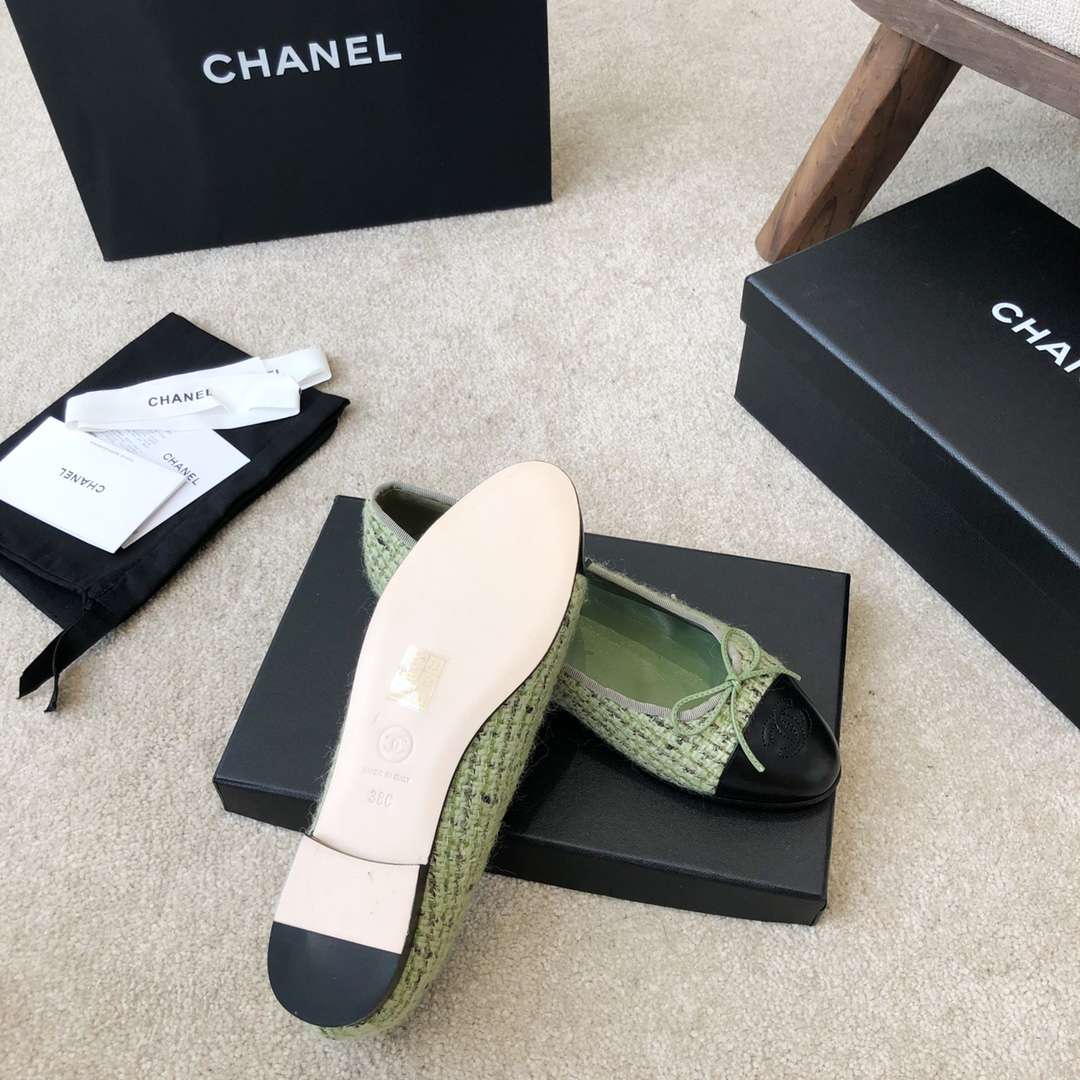 Ch**el Ballet Flats Green For Women