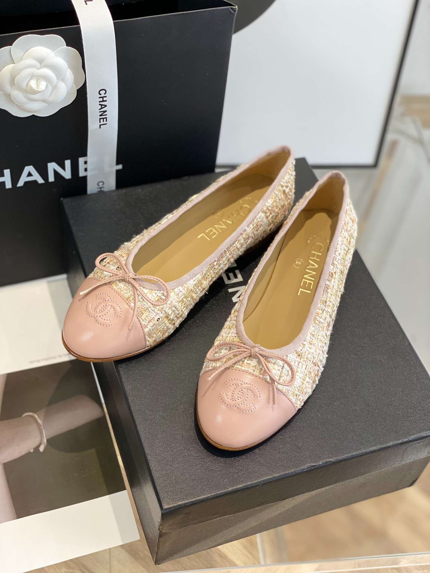 Ch**el Ballet Flats Beige For Women