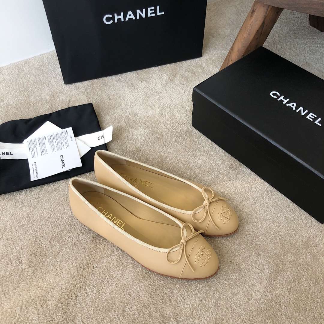 Ch**el Ballet Flats Beige For Women
