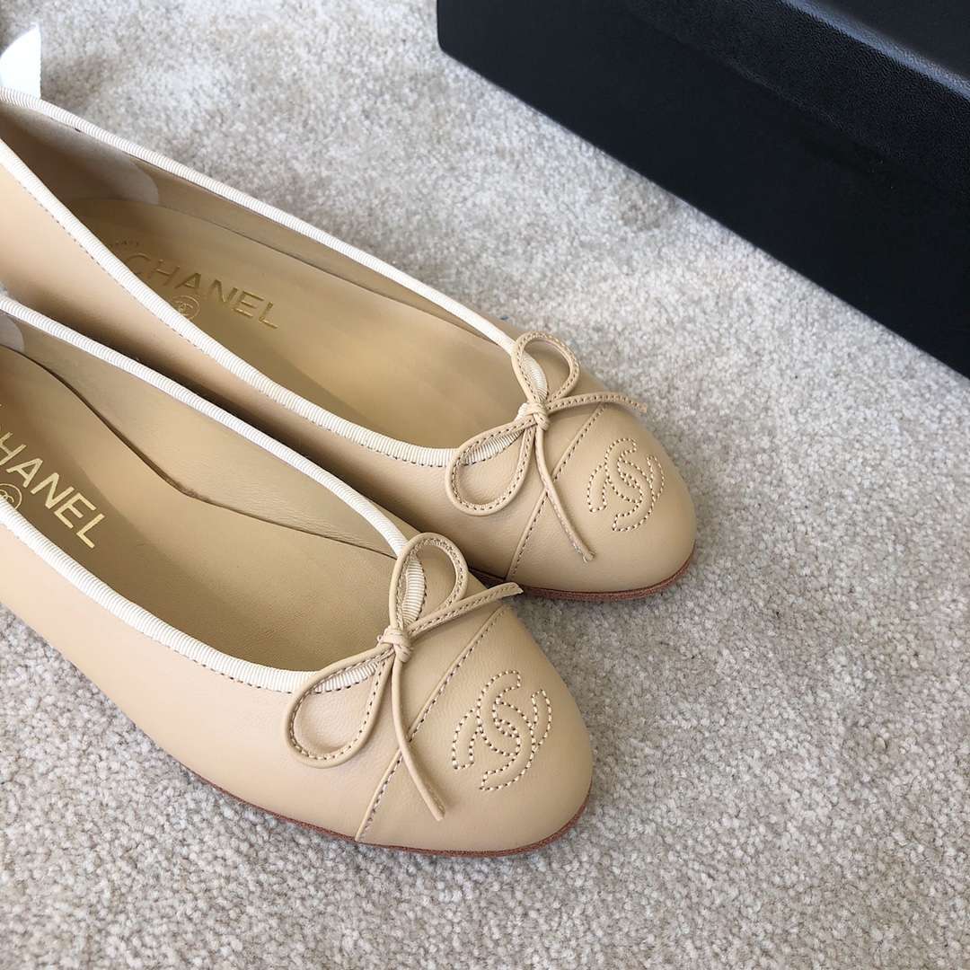 Ch**el Ballet Flats Beige For Women