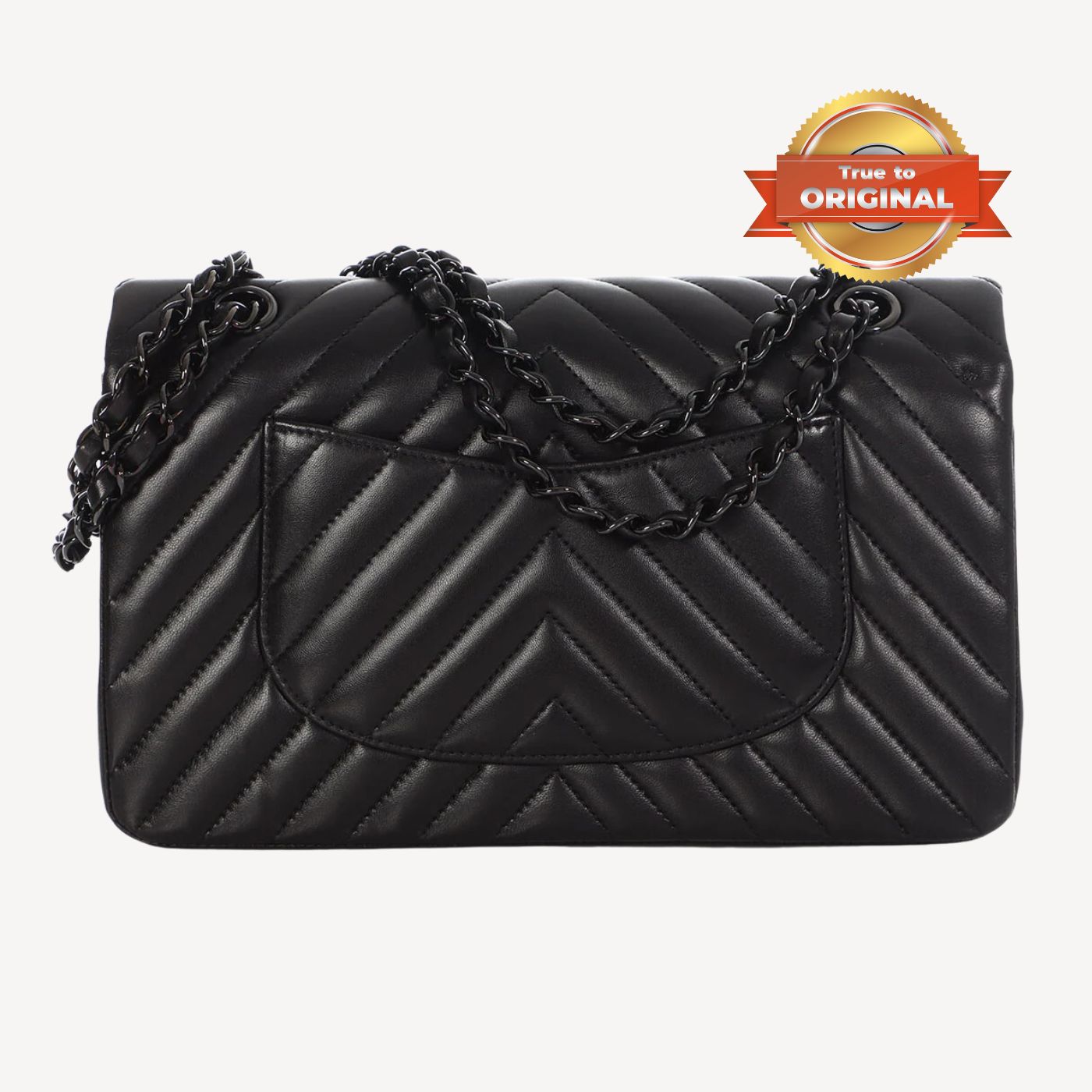 [True-to-ORIGINAL] Ch**el Chevron Classic Handbag Black For Women 10.2in/26cm
