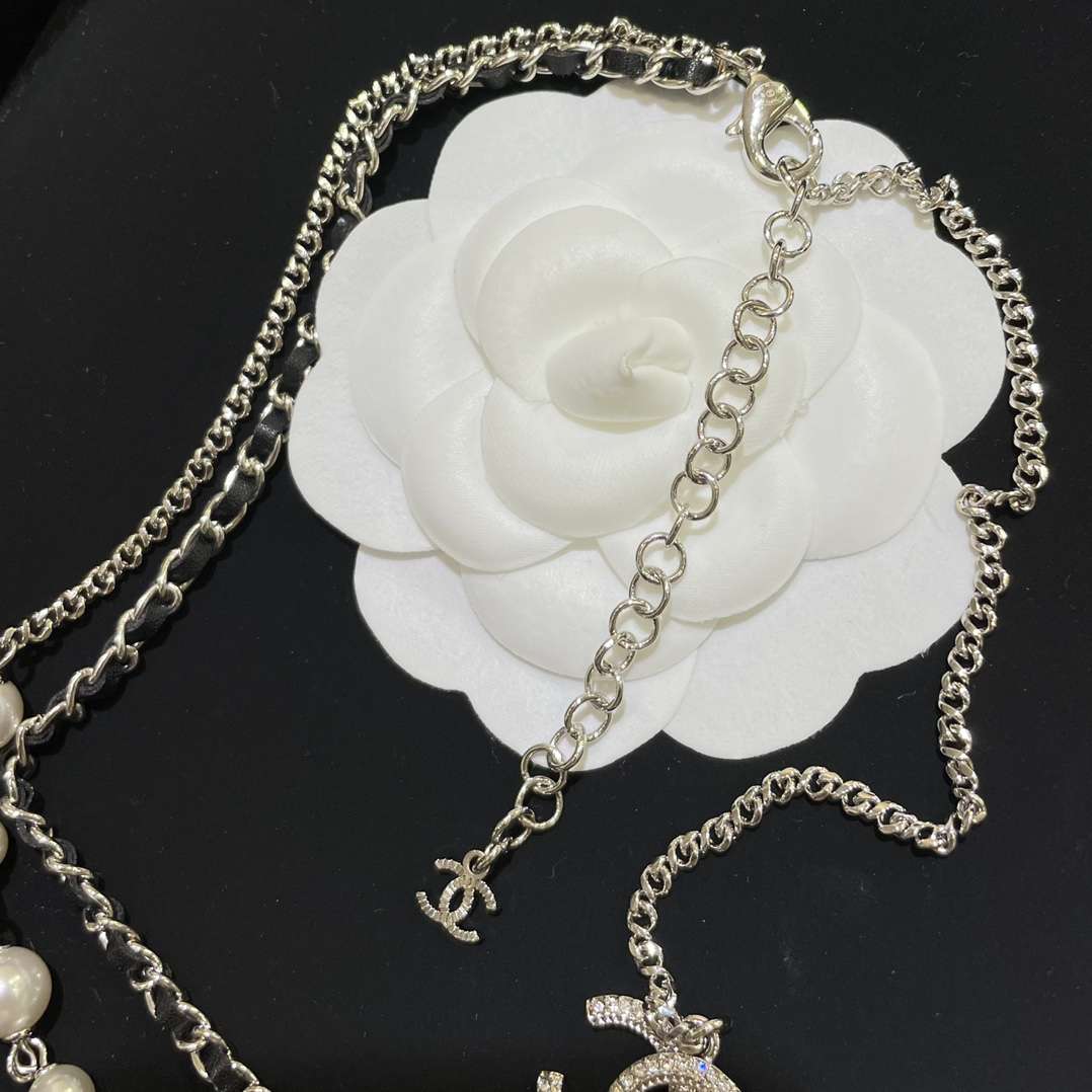 Ch**el CC Double Layer Necklace White For Women