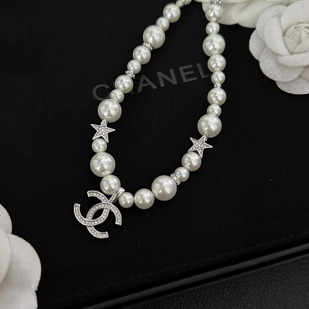 Ch**el Choker Pearl Necklace White For Women