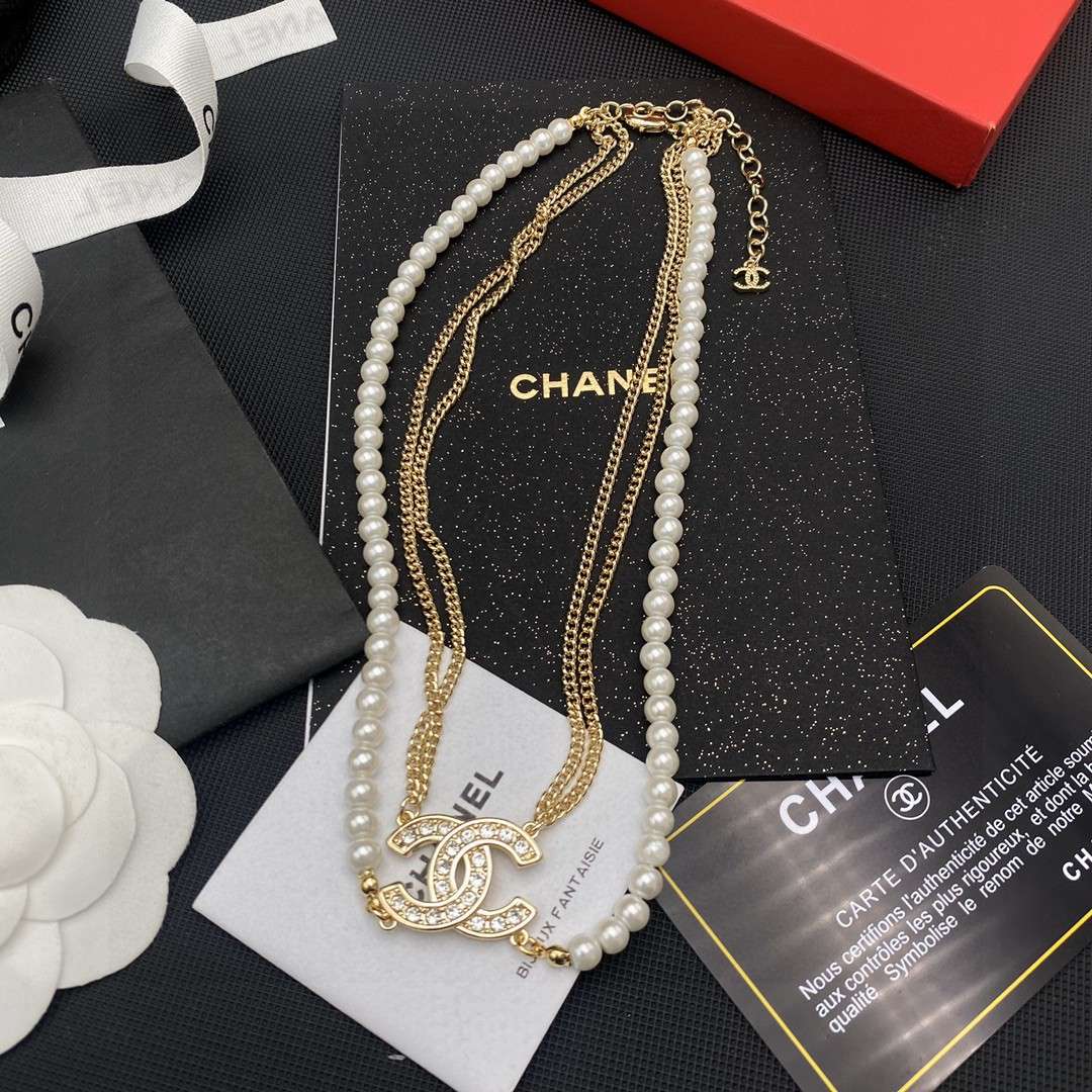 Ch**el Double C Necklace Gold For Women
