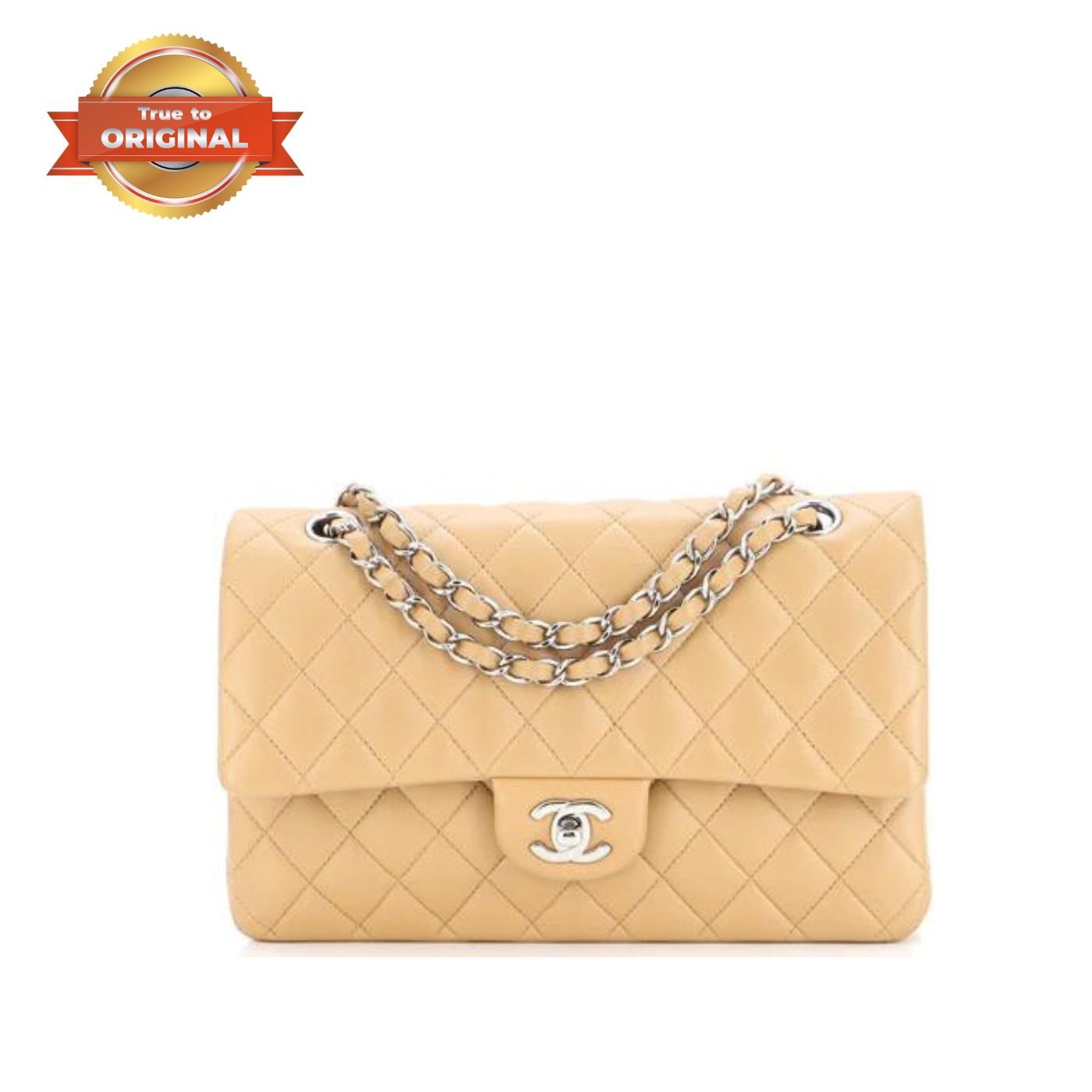 [True-to-ORIGINAL] Ch**el Classic Flap Bag Beige For Women 10.2in/26cm A01112