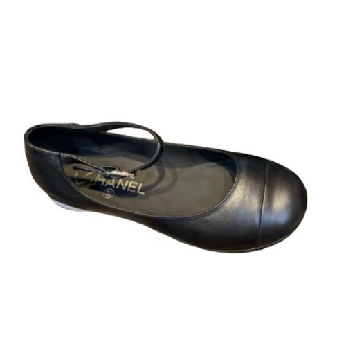 Ch**el Mary Jane Flats Pearl Black For Women