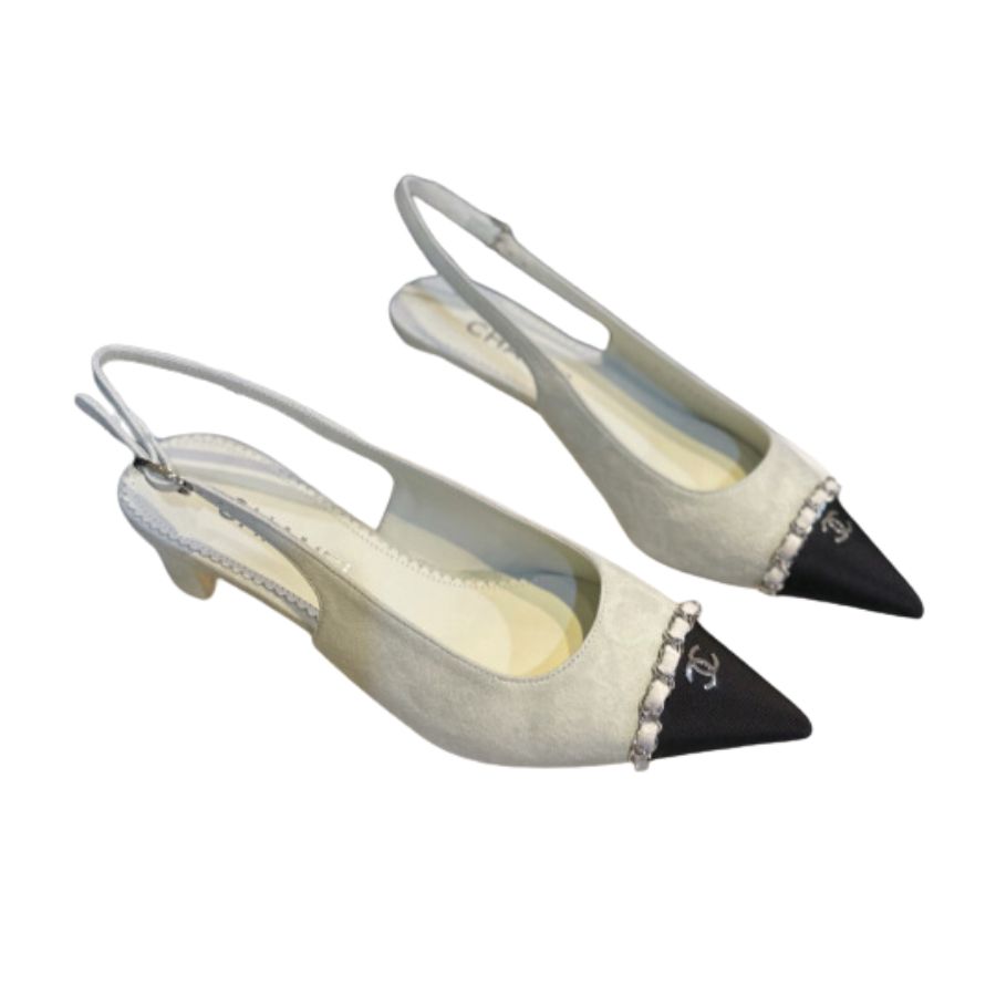 Ch**el Patent Slingback Pumps Light Grey For Women