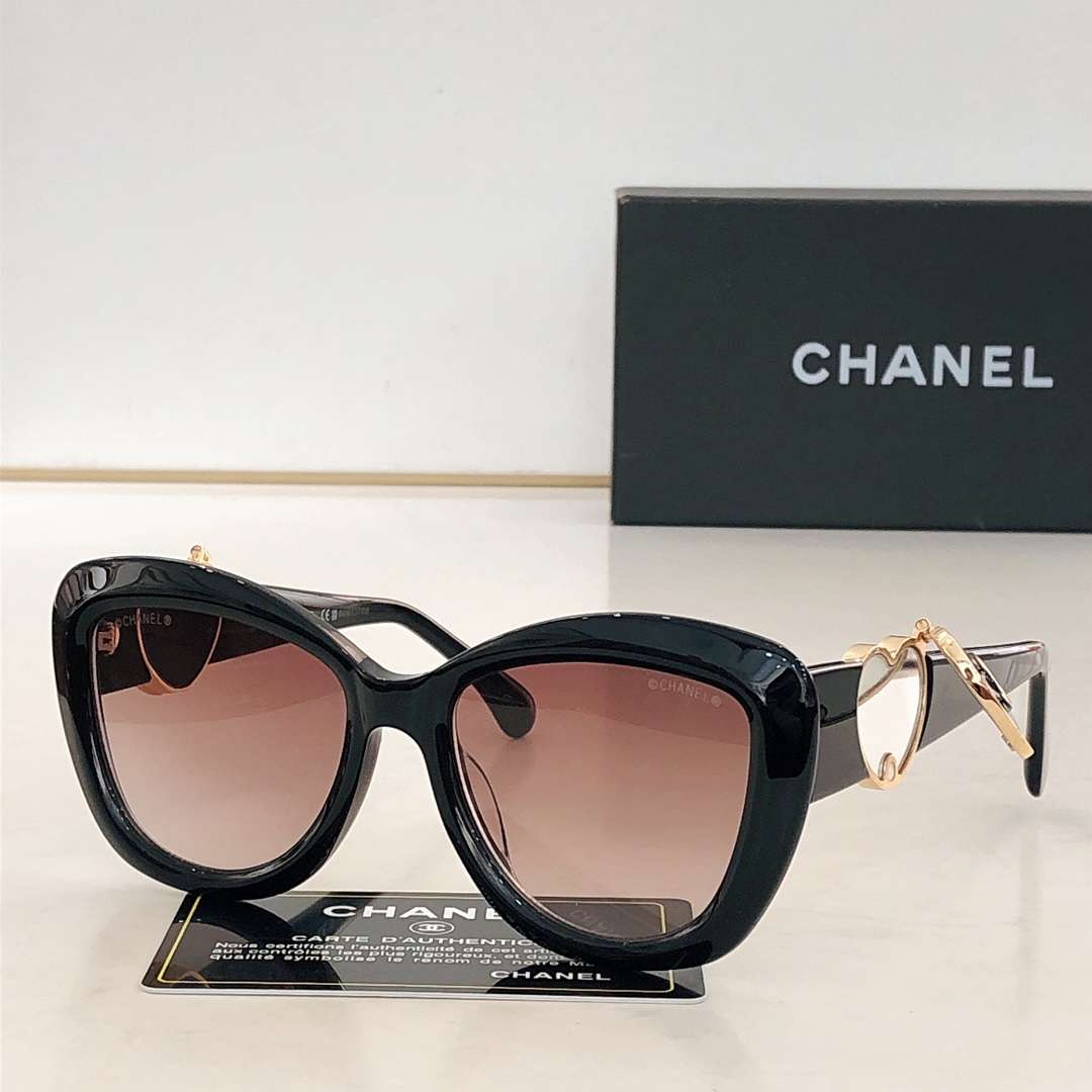 Ch**el Plastic Sunglasses Black For Women