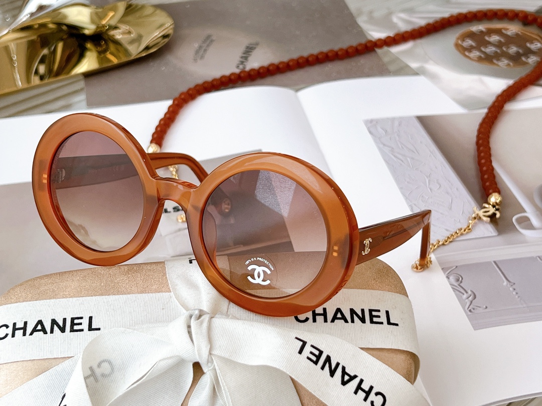 Ch**el Round Sunglasses Brown For Women