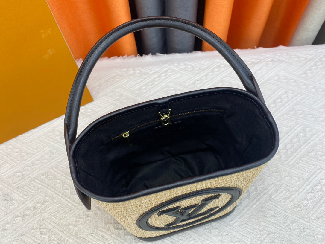 L0vis Vvtt0n Petit Bucket Raffia Beige For Women ‎9.4in/24cm LV M59961