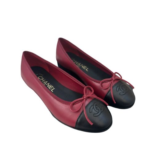 Ch**el Ballerina Logo Ballet Burgundy For Women