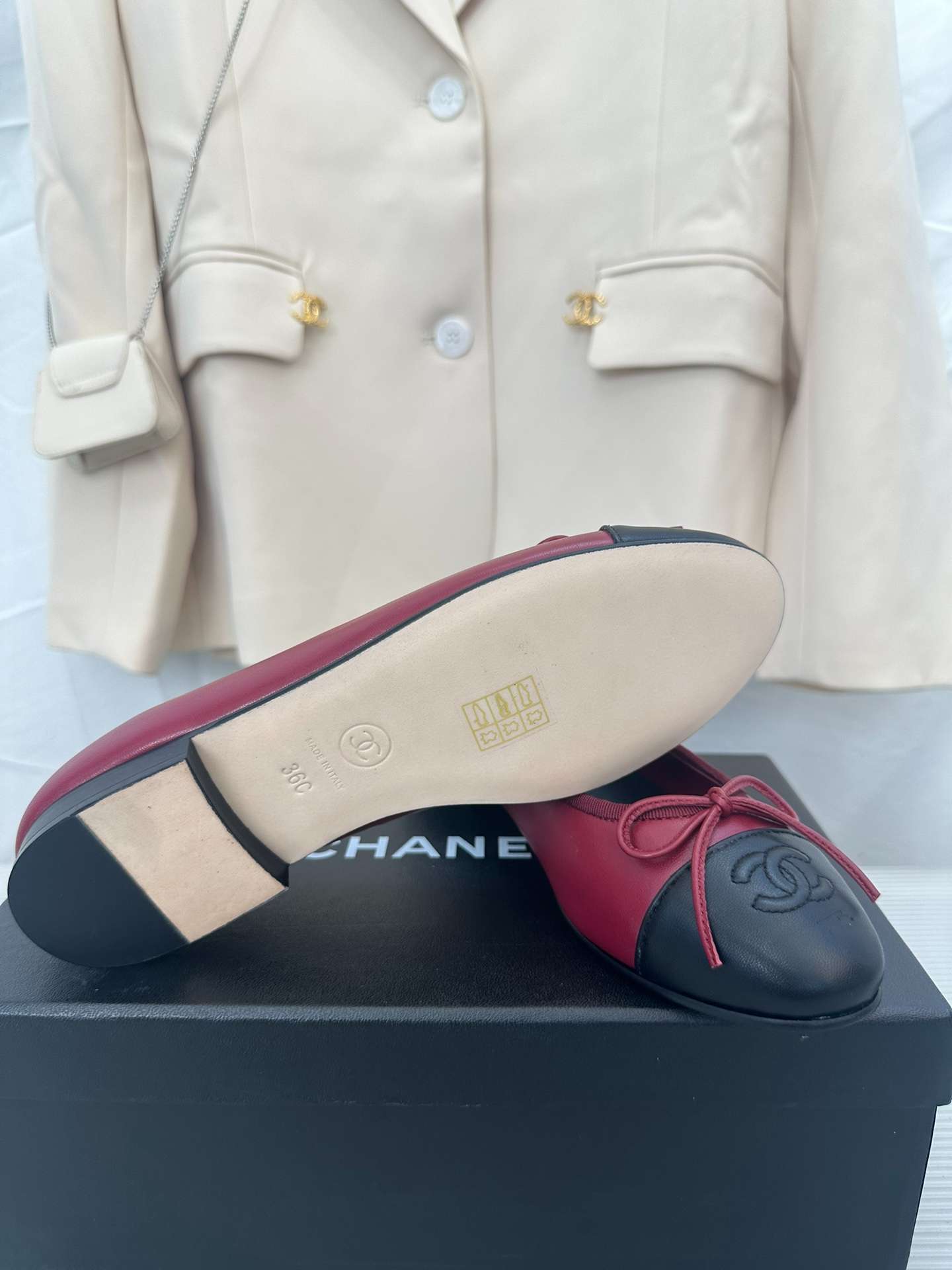 Ch**el Ballerina Logo Ballet Burgundy For Women