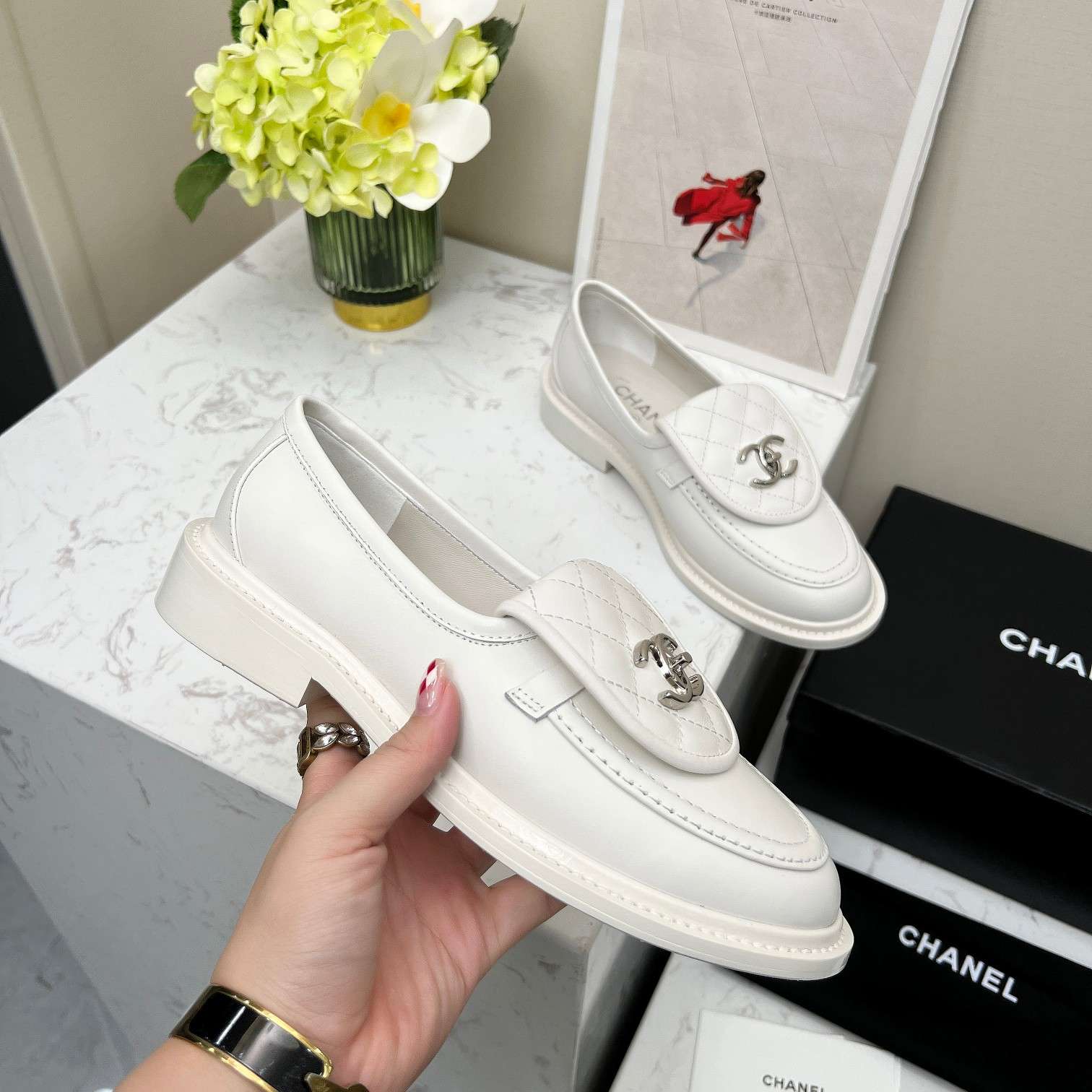 Ch**el Moccasins White For Women