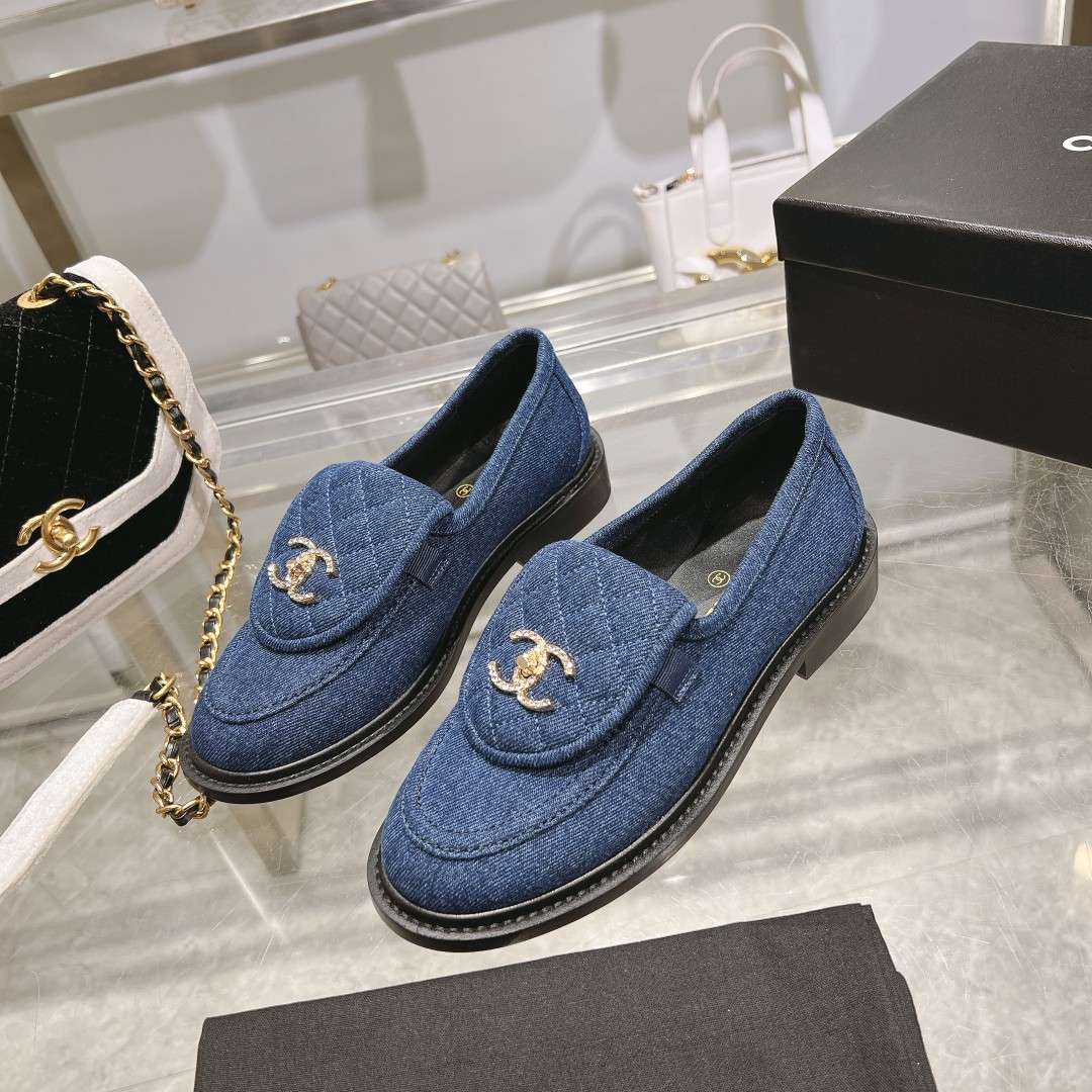 Ch**el Moccasins Navy Blue For Women