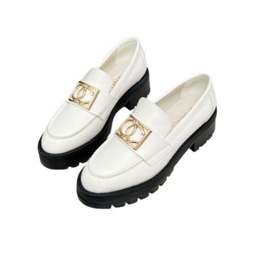 Ch**el Romance CC Embellished Loafers White For Women