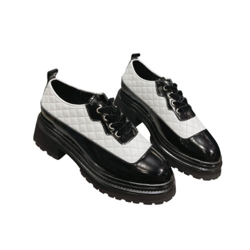 Ch**el Thick Soled Chain Laced Loafers White For Women