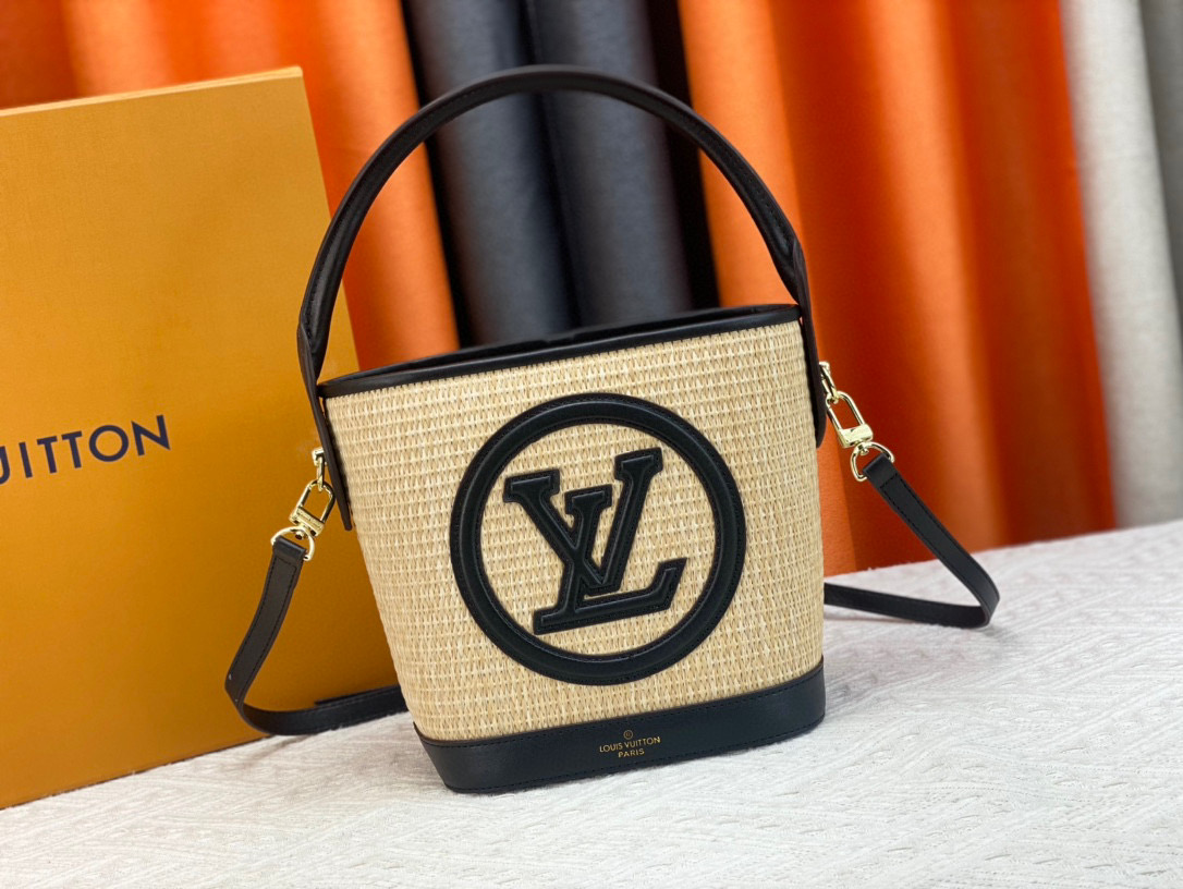 L0vis Vvtt0n Petit Bucket Raffia Beige For Women ‎9.4in/24cm LV M59961