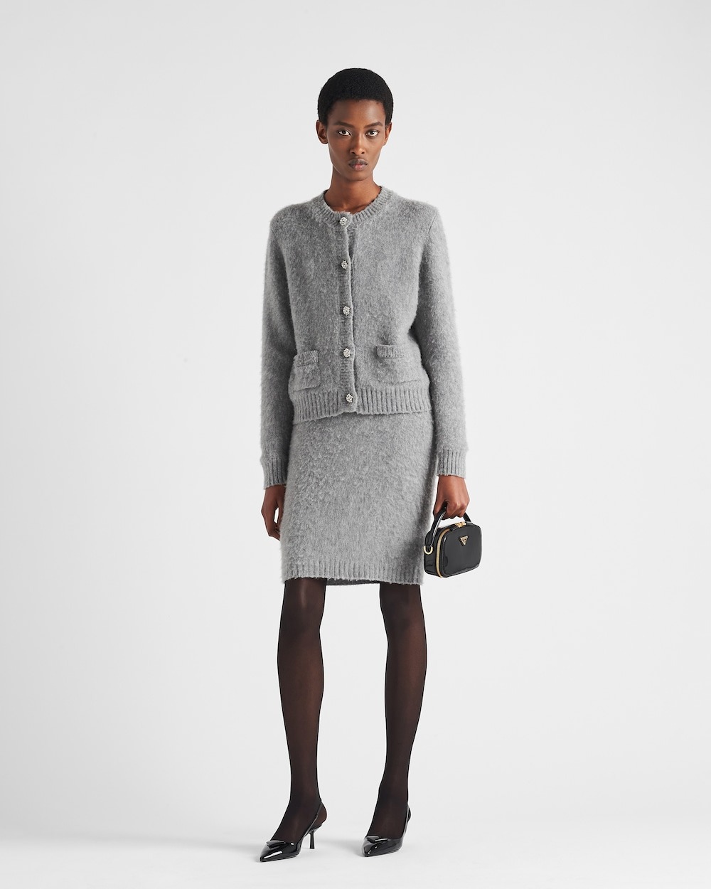 Pra*a Odette Patent Leather Mini-Bag Black For Women 1BH206_069_F03KJ_V_OVM – 6.8 Inches / 17.5 Cm