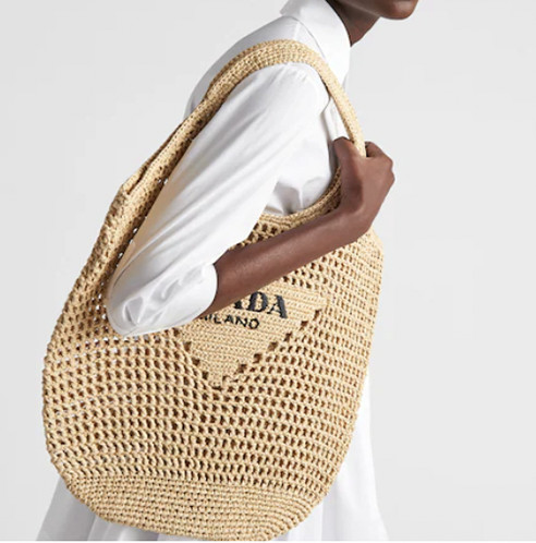 [True-to-ORIGINAL] Pra*a Raffia Tote Bag Beige For Women 1BG424_2A2T_F0018_V_OOO – 20.1 Inches / 51 Cm