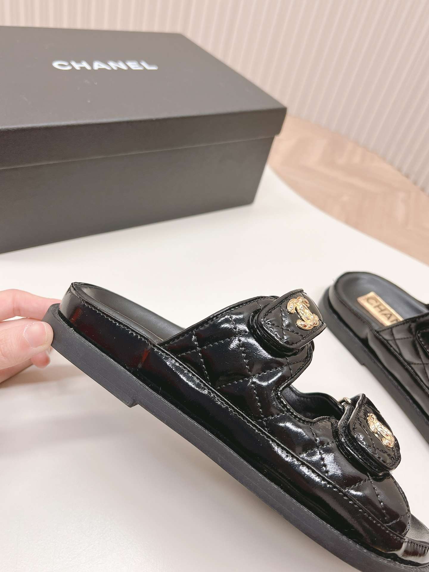 Ch**el Sandals With Ch**el Logo Black For Women