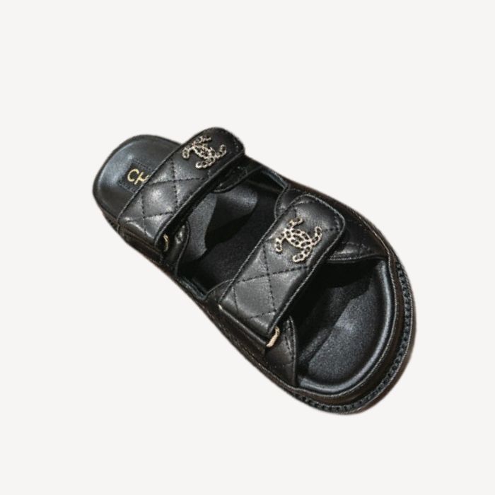 Ch**el Sandals With Ch**el Logo Black For Women