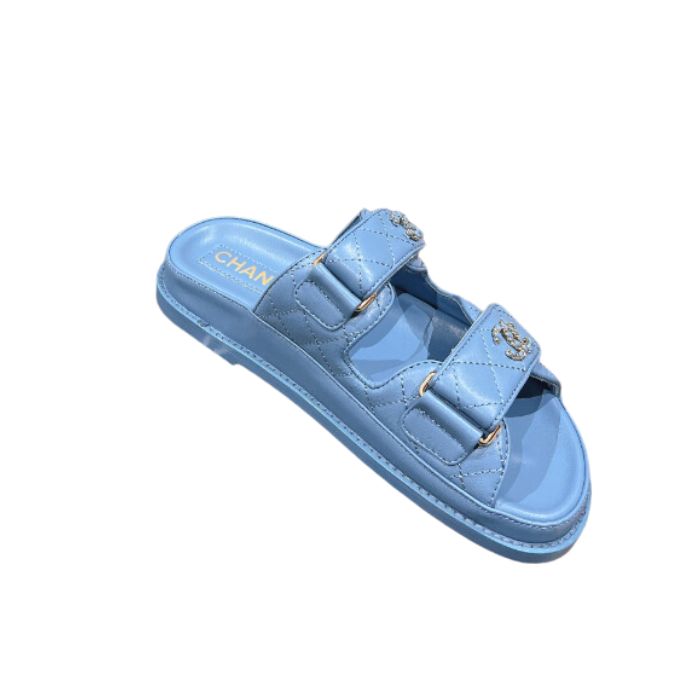 Ch**el Sandals With Ch**el Logo Blue For Women