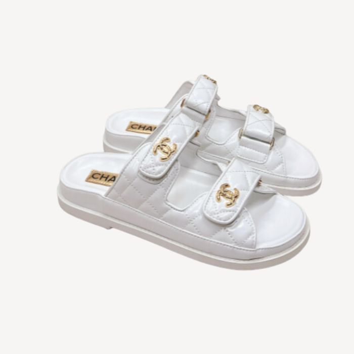 Ch**el Sandals With Ch**el Logo White For Women