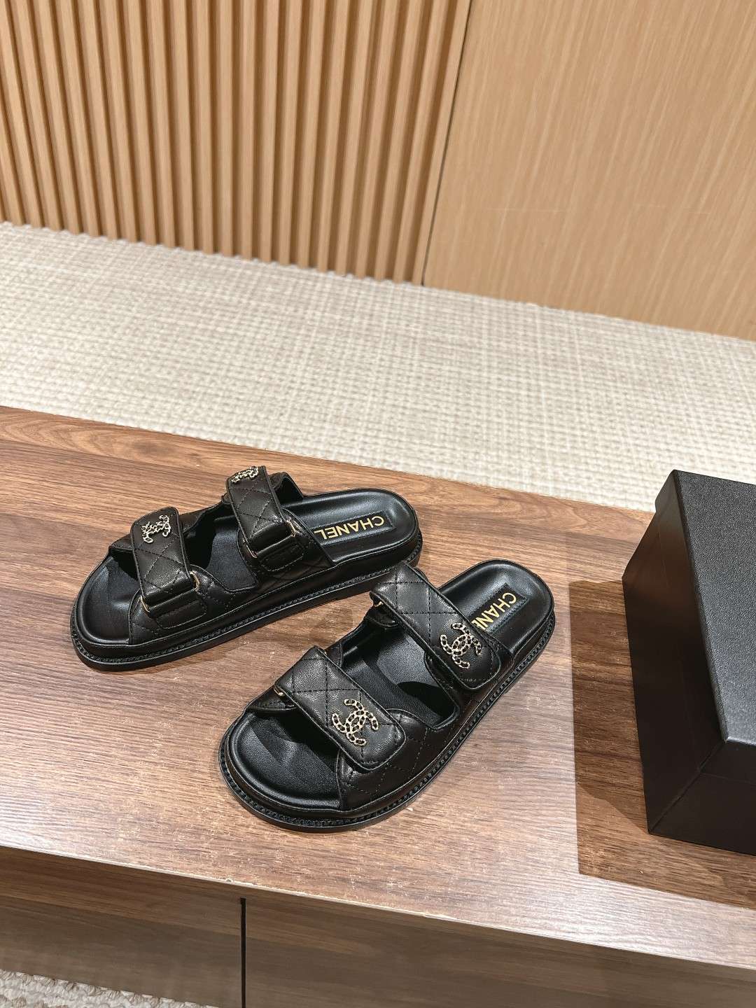 Ch**el Sandals With Ch**el Logo Black For Women
