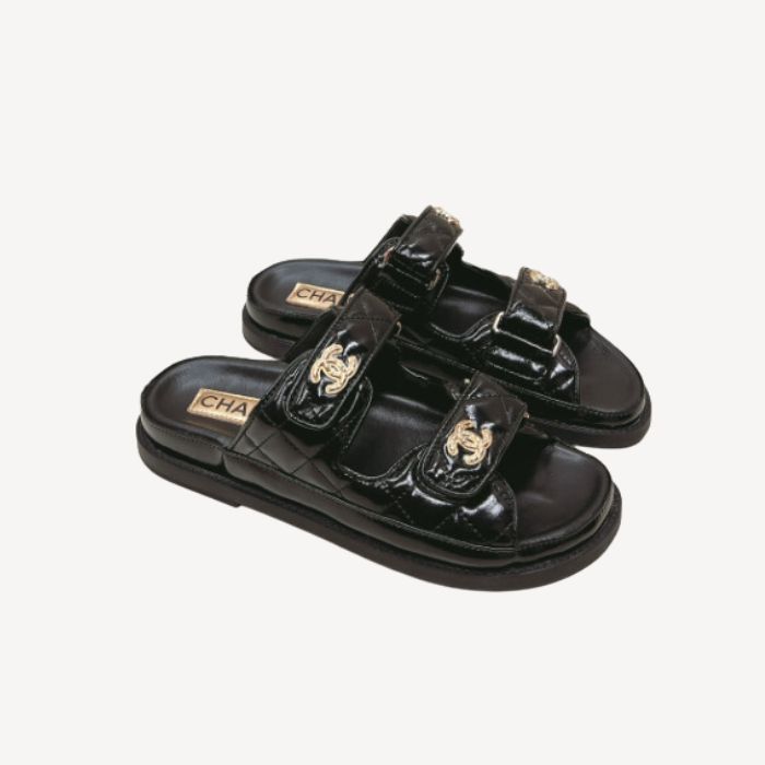 Ch**el Sandals With Ch**el Logo Black For Women