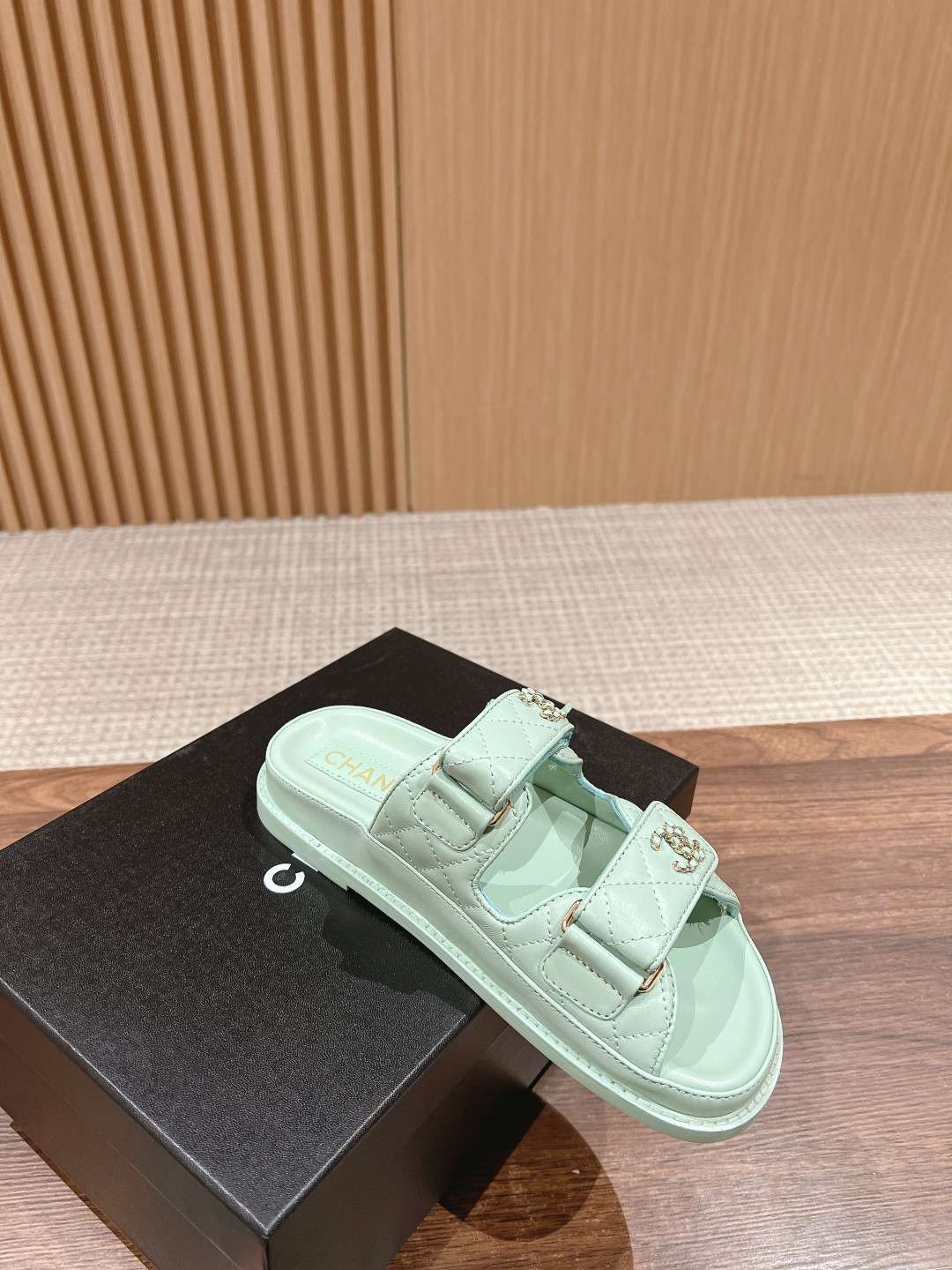 Ch**el Sandals With Ch**el Logo Jade Green For Women