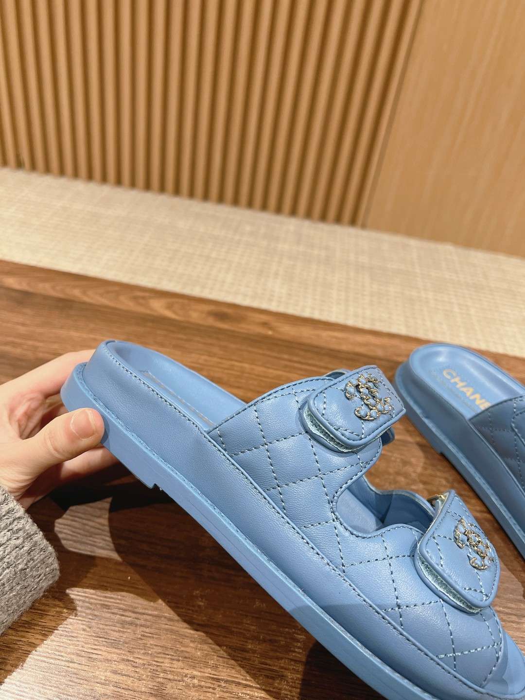 Ch**el Sandals With Ch**el Logo Blue For Women