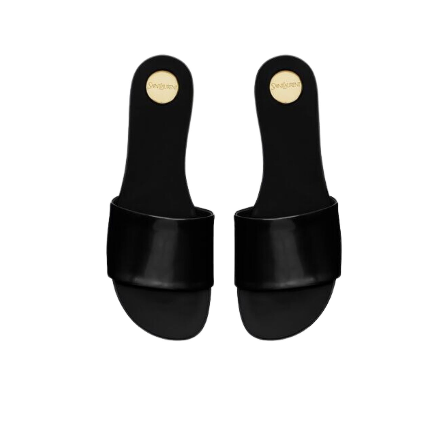 Sa1nt Lau*nt Carlyle Slides In Glazed Black For Women 783319AAAZY1000