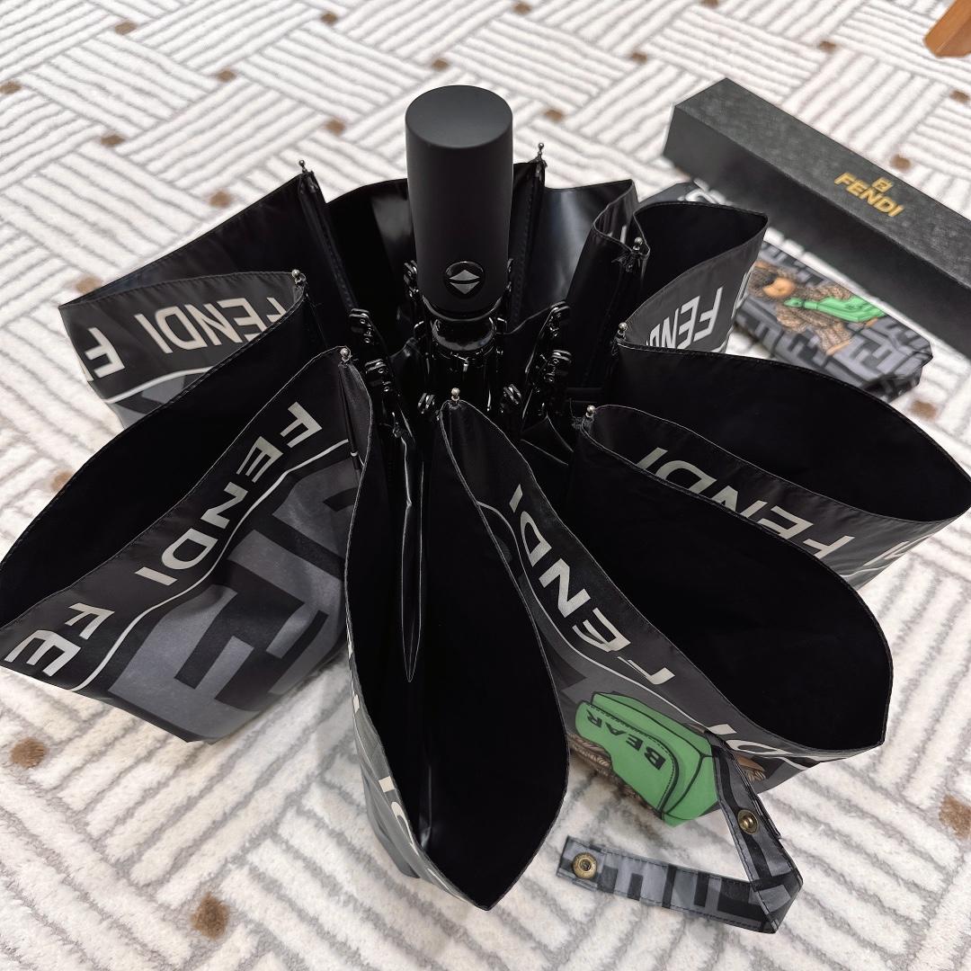 F**di Logo Compact Umbrella Black