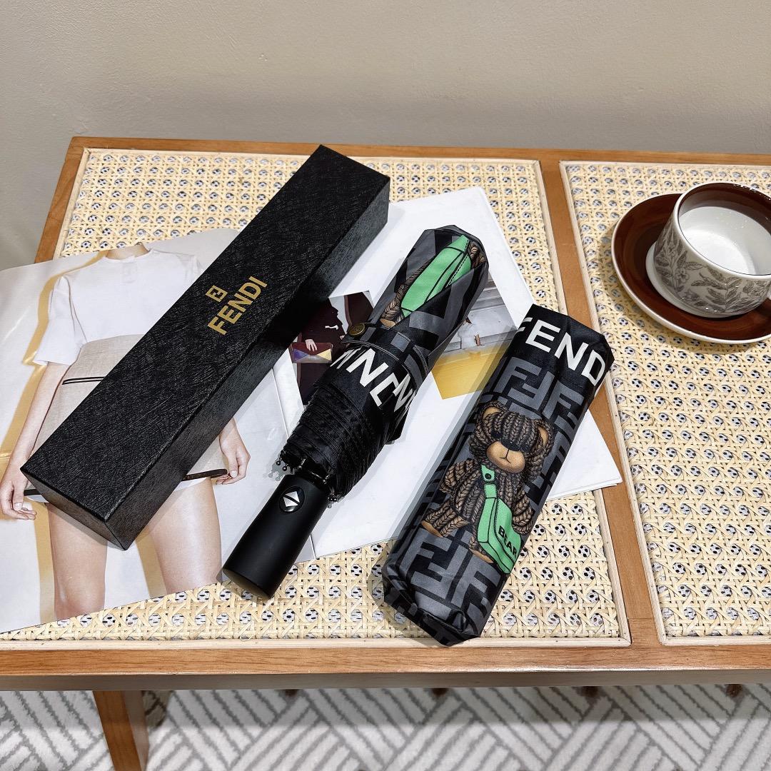 F**di Logo Compact Umbrella Black