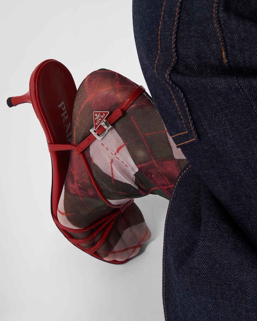 Pra*a Heeled Sandals Red For Women 1X504N_011_F0011_F_055